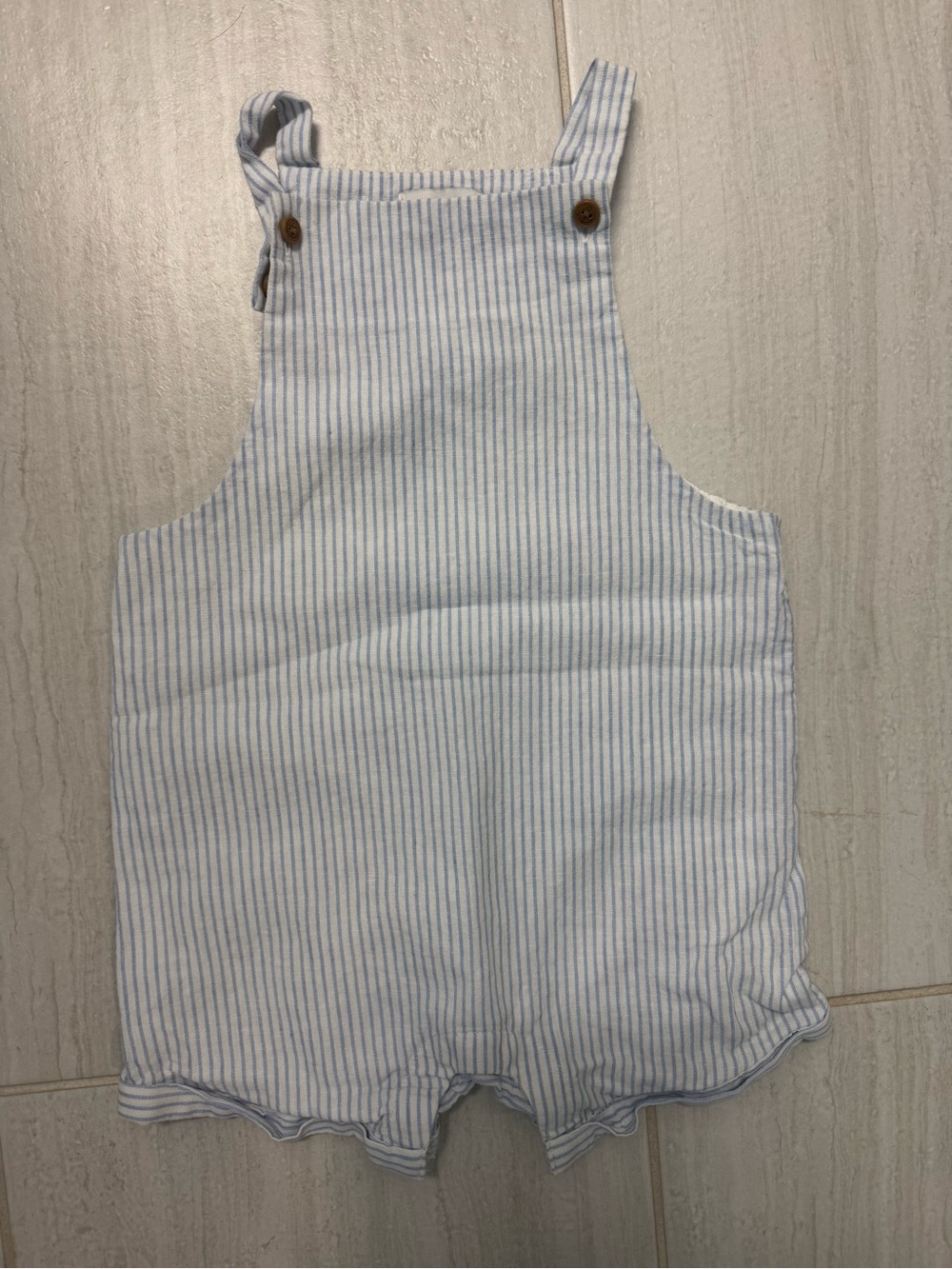 Janie and Jack Light Blue & White Striped Overalls